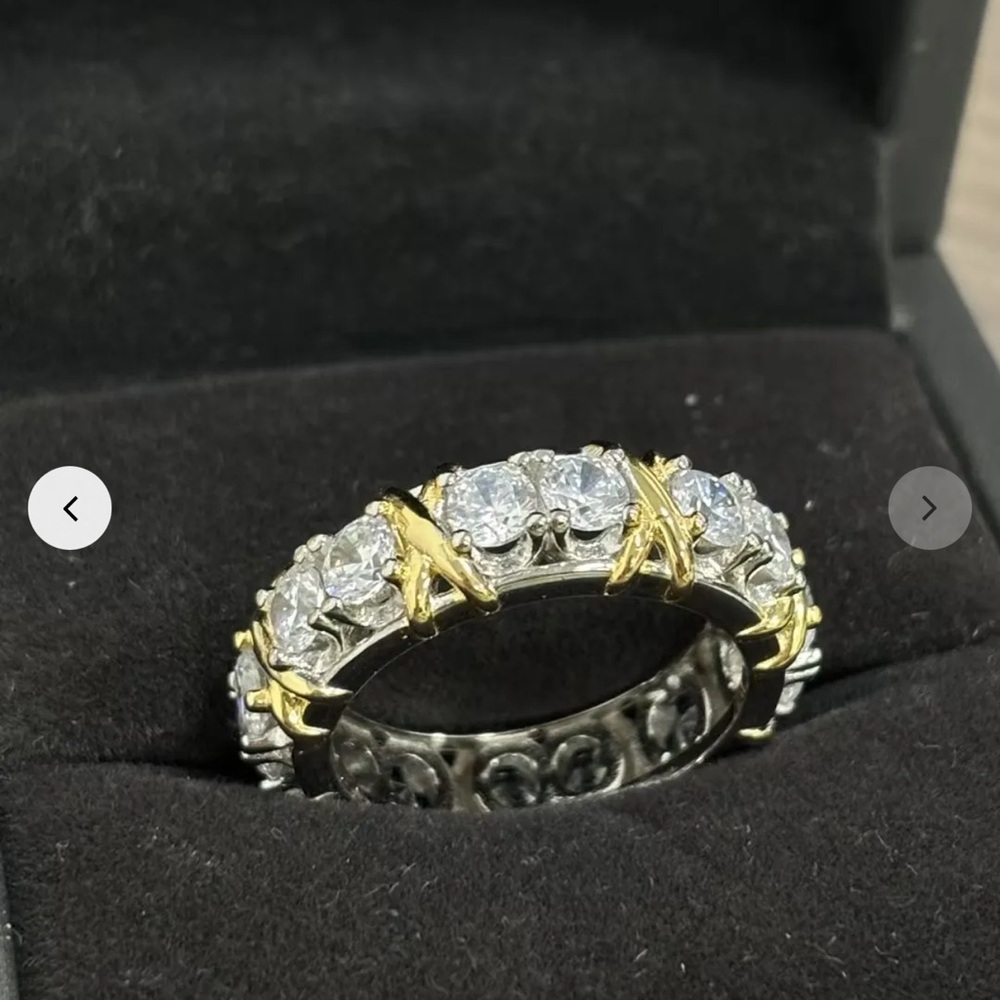 NWT Luxury 16-stone Ring white sapphire gold and platinum - Picture 10 of 10